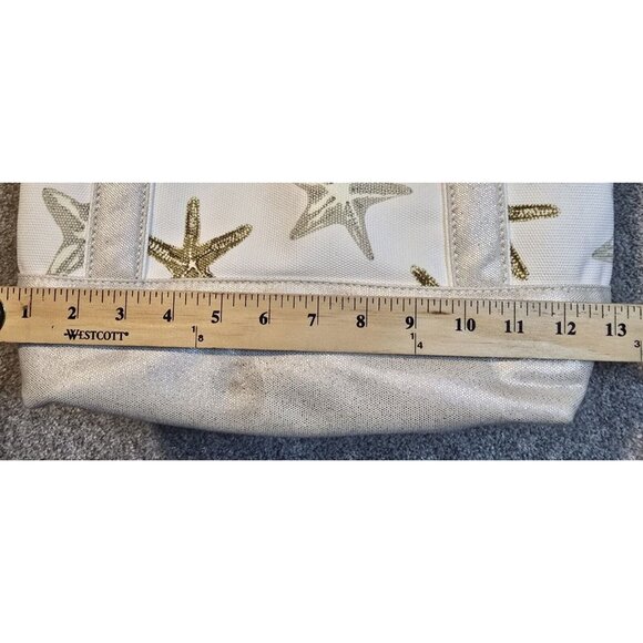 Lands' End Canvas Tote Bag Zips Shut Organize Pockets Starfish Beach Key Holder - Picture 2 of 16